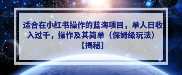 适合在小红书操作的蓝海项目,单人日收入过千,操作及其简单(保姆级玩法)【揭秘】-大牛创业笔记