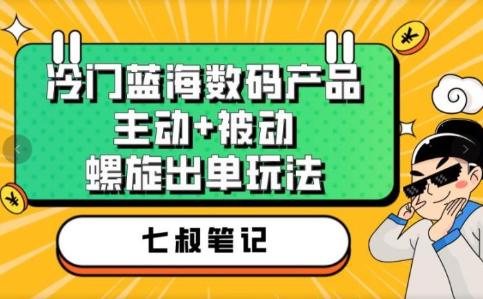 七叔冷门蓝海数码产品揭秘！主动被动螺旋出单玩法，高转化率轻松赚钱-大牛创业笔记