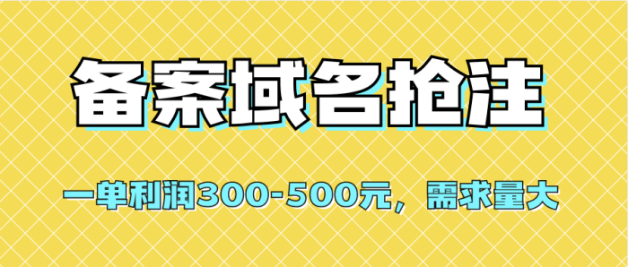 【全网首发】备案域名抢注，一单利润300-500元，需求量大-大牛创业笔记