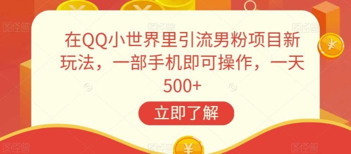在QQ小世界里引流男粉项目新玩法,一部手机即可操作,一天500+【揭秘】-大牛创业笔记