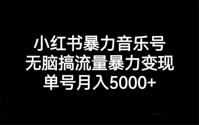 小红书暴力音乐号,无脑搞流量暴力变现,单号月入5000+-大牛创业笔记