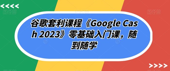 谷歌套利课程《GOOGLE CASH 2023》零基础入门课,随到随学-大牛创业笔记