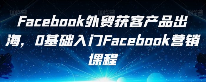 FACEBOOK外贸获客产品出海，0基础入门FACEBOOK营销课程-大牛创业笔记
