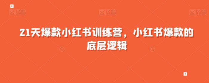 21天爆款小红书训练营,小红书爆款的底层逻辑-大牛创业笔记