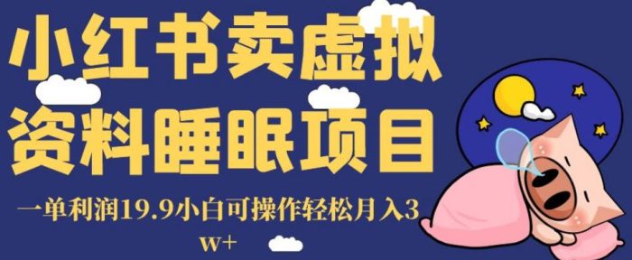 小红书卖虚拟资料睡眠项目,一单利润19.9小白可操作轻松月入3W+【揭秘】-大牛创业笔记