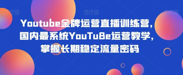 YOUTUBE金牌运营直播训练营,打造自己的长期稳定流量之路-大牛创业笔记