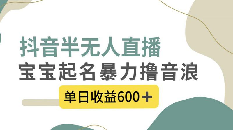 图片[1]-抖音半无人直播，宝宝起名，暴力撸音浪，单日收益600+-阿灿说钱