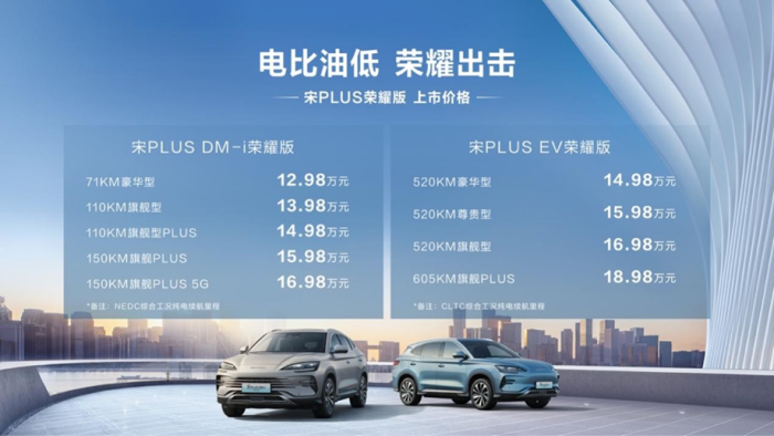 12.98万元起!比亚迪宋PLUS荣耀版、海豹DM-i荣耀版正式上市-大牛创业笔记