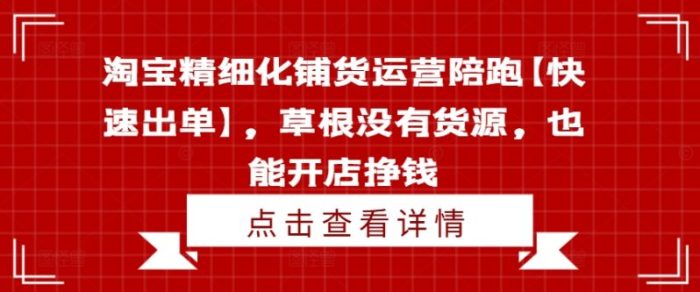 淘宝精细化铺货运营陪跑【快速出单】，草根没有货源，也能开店挣钱-大牛创业笔记