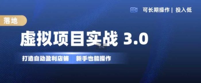 虚拟项目实战3.0,打造自动盈利店铺,可长期操作投入低-大牛创业笔记