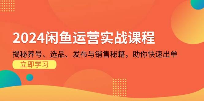 2024闲鱼运营实战课程：揭秘养号、选品、发布与销售秘籍，助你快速出单 -1