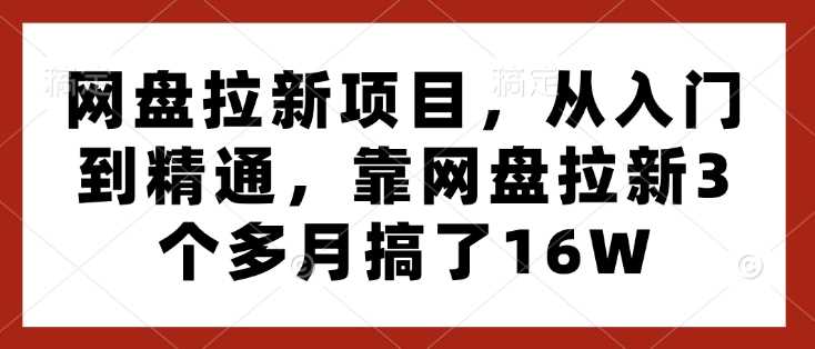 网盘拉新项目，从入门到精通，靠网盘拉新3个多月搞了16W -1