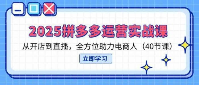 2025拼多多运营实战课，从开店到直播，全方位助力电商人（40节课）-大牛创业笔记