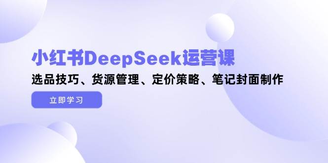 小红书DeepSeek运营课，选品技巧、货源管理、定价策略、笔记封面制作 -1