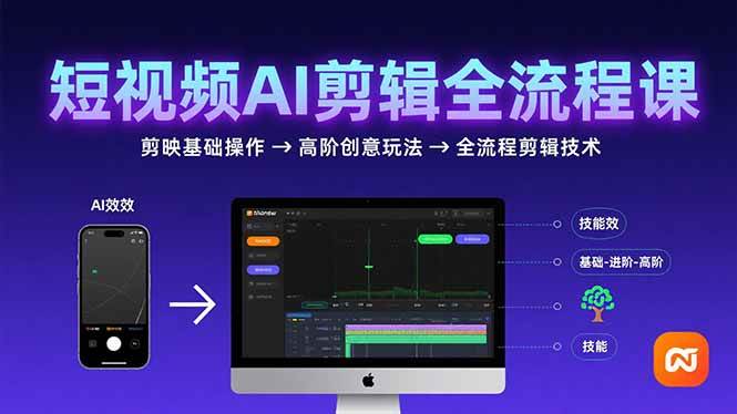 短视频AI剪辑技能，从剪映基础操作到高阶创意玩法，全流程剪辑技术 -1