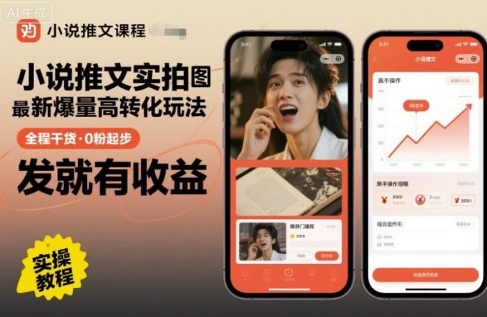 小说推文实拍双图文最新爆量高转化玩法，全程干货，0粉起步，发就有收益-大牛创业笔记