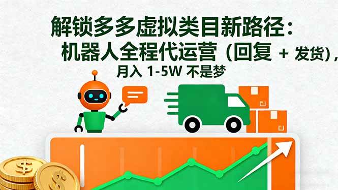 解锁多多虚拟类目新路径：机器人全程代运营（回复 + 发货），月入 1-5W… -1
