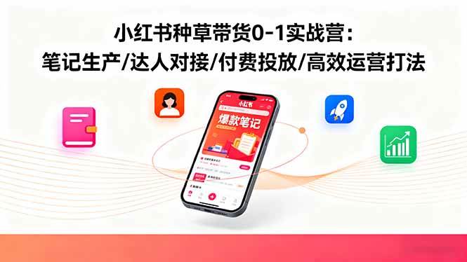 小红书种草带货0-1实战营：笔记生产/达人对接/付费投放/高效运营打法 -1