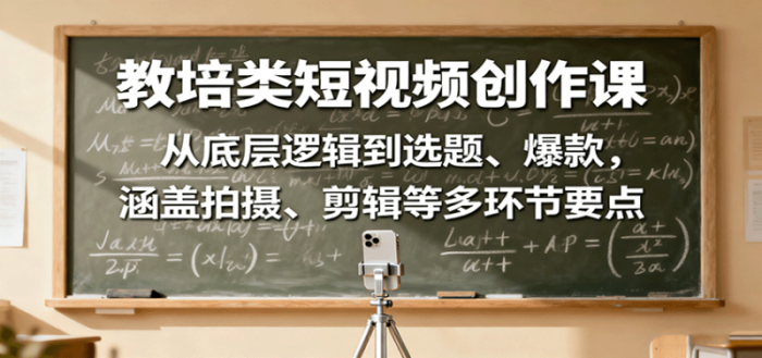 教培类短视频创作课:从底层逻辑到选题、爆款,涵盖拍摄、剪辑等多环节要点-大牛创业笔记