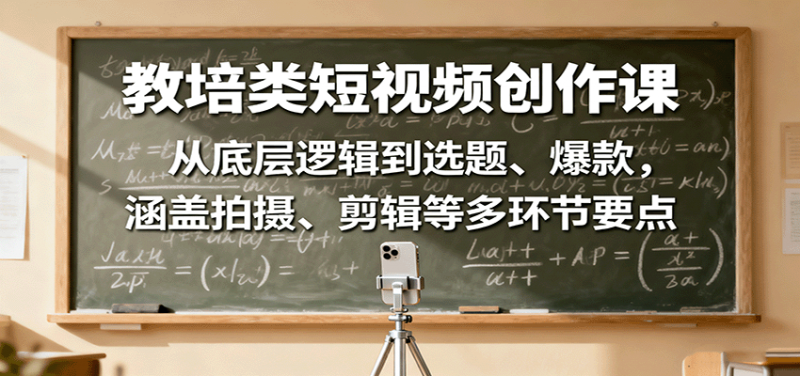 教培类短视频创作课：从底层逻辑到选题、爆款，涵盖拍摄、剪辑等多环节要点 -1