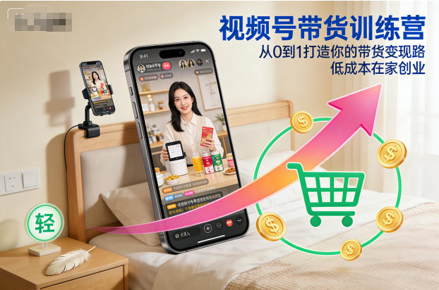 视频号带货训练营,从0到1打造你的带货变现路,低成本在家创业-大牛创业笔记