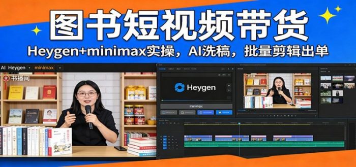 图书短视频带货：Heygen+minimax实操，AI洗稿 ，批量剪辑出单-大牛创业笔记