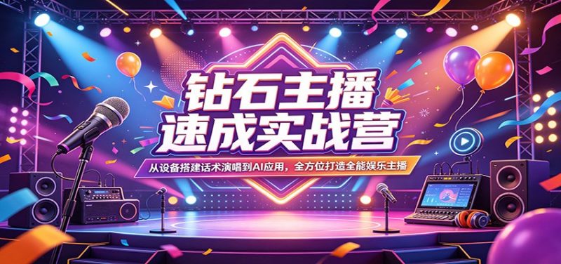 钻石主播速成实战营：从设备搭建话术演唱到AI应用，全方位打造全能娱乐主播 -1